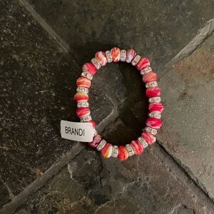 Pink & Orange Bead Stretch Bracelet for Kids